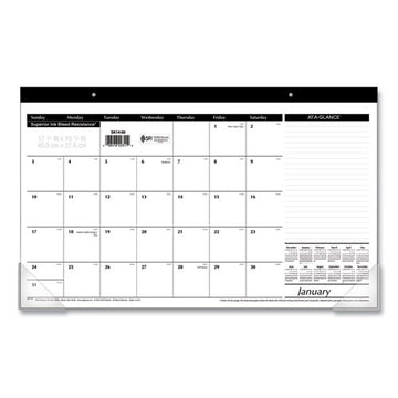 AT-A-GLANCE® Compact Desk Pad, 18 X 11, White Sheets, Black Binding, Clear Corners, 12-month (jan To Dec): 2022 freeshipping - TVN Wholesale